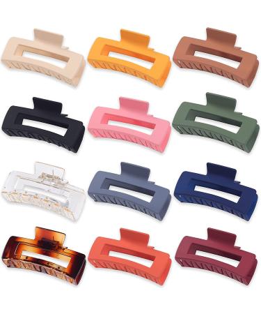 Sisiaipu 4.1 Inch Large Hair Claw Clips 12 Pcs for Thick Hair - Matte Square Hair Clips for Women and Girls - Buy Online on GoSupps.com