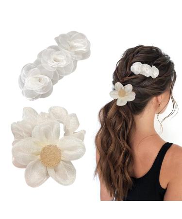 1 Piece Of Camellia Hair Clip 1 Piece Of Flower Hair Tie Handmade Hair Clip For Girls Flower Girl Hair Accessories Hair Clip For Girls Flower Hair Clip White Flower Hair Clip