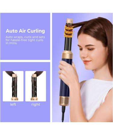 Buy 7-in-1 Hair Dryer Brush & Auto Air Curler | 110 000 RPM Ionic Styler - Professional Blue Hot Brush for Effortless Curls - Buy Online on GoSupps.com