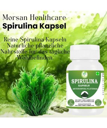 Morsan Healthcare Spirulina (Arthrospira platensis) Capsules | Pack of 60 x 500 mg Vegetarian Capsules | Natural Food Supplement | GMP Certified | Gluten-Free (120) - Buy Online on GoSupps.com