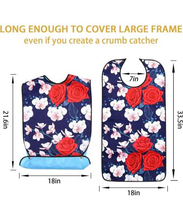 Pafusen Waterproof Washable Adult Bib for Elderly Women - Reusable Large Bib with Snaps and Crumb Catcher for Seniors - Safflower X-Large - Buy Online on GoSupps.com