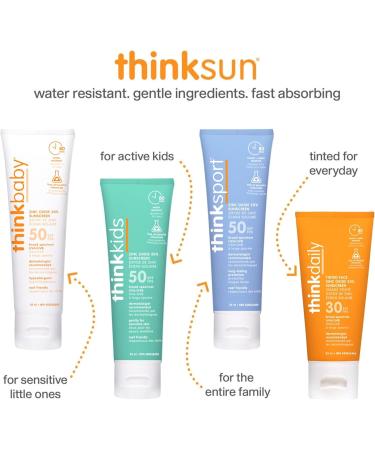 Thinksport Kids SPF 50 plus Mineral Sunscreen. Safe Natural Sunblock for Children Water Resistant Sun Cream Broad Spectrum Sun Protection Vegan Reef Friendly Sun Lotion 6oz Pack of 2 - Buy Online on GoSupps.com