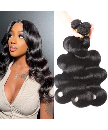 Aspumod 12A Human Hair Bundles Body Wave 3 Bundles Human Hair 16 18 20 Inch 100% Unprocessed Brazilian Virgin Hair Bundles Deals Human Hair Weave Body Wave Human Hair Extensions Natural Color