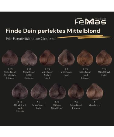Femmas Hair Color Medium Blonde 7.0 - Professional Cream with Argan Oil Keratin & Ceramids | Permanent Hair Tint for Radiant Durable Results - 100ml - Buy Online on GoSupps.com