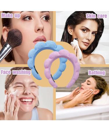 Puffy Makeup Headband Sponge Headband Wristband Sets For Washing Face Cute Skincare Headband For Skincare Face Washing Shower Makeup Removal - Buy Online on GoSupps.com