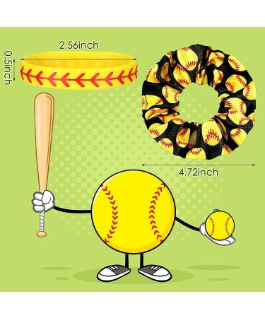 10 Pcs Sport Hair Scrunchies & Silicone Bracelet Set (Softball Pattern) - Buy Online on GoSupps.com