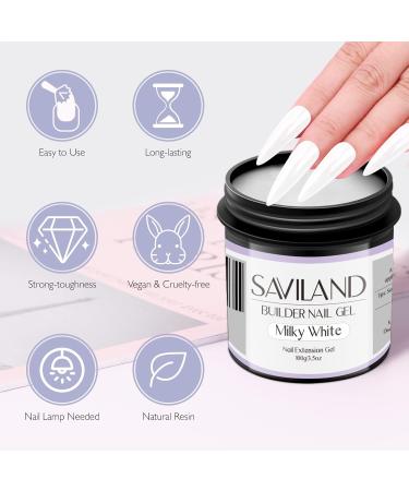 SAVILAND Builder Nail Gel Kit - 3 PCS Hard Gel for Nail Extension & Repair | Large Capacity Clear Light Pink & Milky White | Soak-off UV Gel & Nail Brush Included - Perfect for Salon Use - Buy Online on GoSupps.com