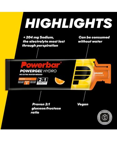 Powerbar PowerGel Hydro Orange 24x67 ml - High Carb Energy Gel with C2MAX Technology - Buy Online on GoSupps.com