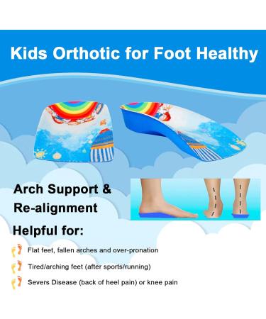 Arch Support Insoles for Kids | 3/4 Orthotic Inserts for Heel Pain Flat Feet & Plantar Fasciitis | Ages 1-5 - Buy Online on GoSupps.com