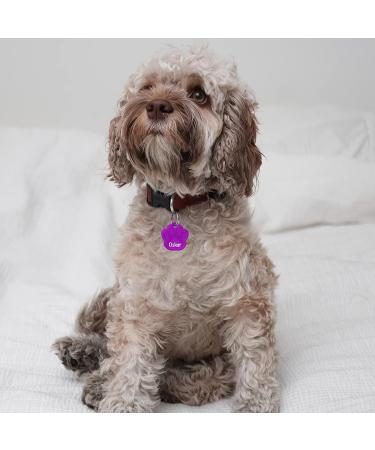 Personalized Large Purple Engraved Dog Tag Paw - 33mm | Custom Pet ID Tags for International Shipping - Buy Online on GoSupps.com