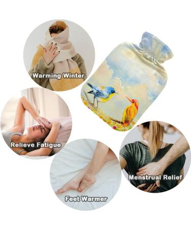 NAANLE Hot Water Bottle with Cover - Watercolor Birds 1L for Pain Relief & Heat Therapy - Transparent Design for Back Hand & Feet - Buy Online on GoSupps.com