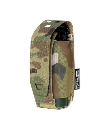 TOPTACPRO Molle Flashlight Holder Magazine Pouch Tactical Pouches Flashbang Pouch Portable Multiuse Tool Pouches for Duty Belt Vest Backpack 500D Cordura Nylon A:Multicam