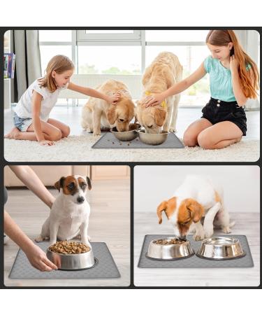 48x30cm Dog Food Mat - Food Grade Silicone, Spill-Proof, Raised Edges, Anti-Slip, Waterproof - Grey - Buy Online on GoSupps.com