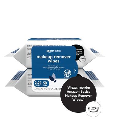 Amazon Basics Makeup Remover Wipes - Original 50 Count (2 Packs of 25) - Formerly Solimo - Buy Online on GoSupps.com