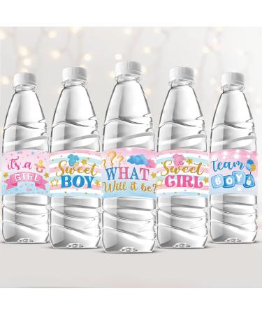 39 Pieces Baby Gender Reveal Water Bottle Labels Gender Reveal Party Favors Baby Shower Water Bottle Stickers Wrappers Waterproof He or She Baby Shower Labels for Baby Gender Reveal Party Decoration - Buy Online on GoSupps.com