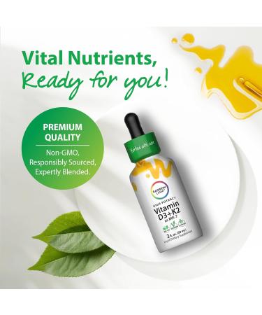 Rainbow Light Vitamin D3 + K2 as MK7 | 2 Fl Oz | 2 000IU Vitamin D | High Potency Formula | Vegetarian Non-GMO Gluten Free - Buy Online on GoSupps.com
