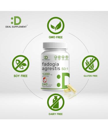 Fadogia Agrestis Extract 1200mg Per Serving, 240 Capsules - Third Party Tested - Ultra Strength 50:1 Extract from Root, Plant Based, Highly Purified and Bioavailable, Gluten Free, Non-GMO - Buy Online on GoSupps.com