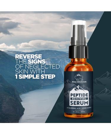 Wild Mountain Peptide Face Serum for Men - Hydrating Hyaluronic Acid & Collagen Boosting - Anti-Aging & Brightening 1 oz | International Shipping Available - Buy Online on GoSupps.com