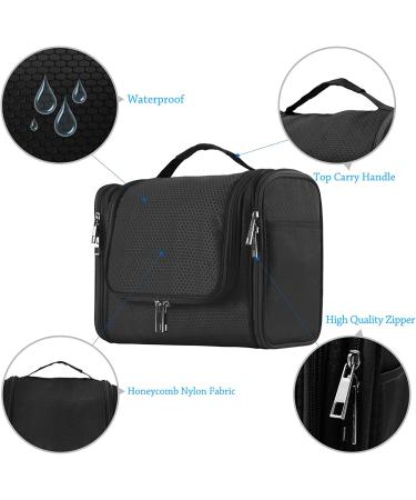 Extra Large Hanging Toiletry Bag for Men & Women - Waterproof Shower Bag with Metal Hook - Dopp Kit/Shaving Bag - Makeup Organizer (Black) - Buy Online on GoSupps.com