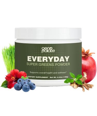 GenoPalate Everyday Super Greens Plant-Based Nutrients with Barley Grass Spirulina Turmeric & Probiotics Supports Energy Digestion Antioxidants & Stress Vegan Gluten-Free Non-GMO 30 Servings