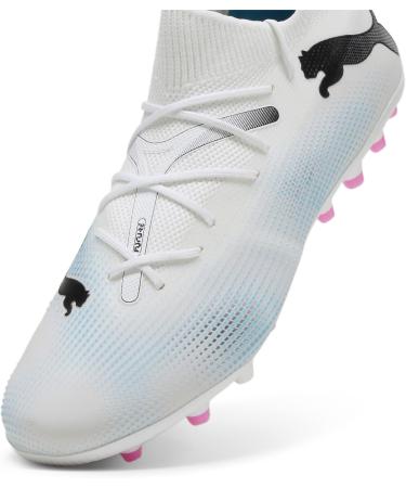 PUMA Men's Future 7 Match MG Soccer Shoes - White/Black/Pink | Size 43 EU - International Shipping Available - Buy Online on GoSupps.com