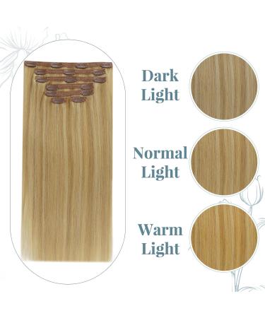 Runature Real Hair Clip Extensions - Gold Blonde & Light Blonde 16 Inch (40cm) 120g 7-Piece Remy Hair Clip-Ons - #16P24 - Buy Online on GoSupps.com