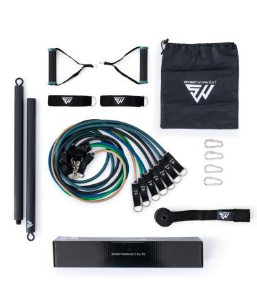 SmartWorkout - professional set with resistance tapes strength training - complete package for fitness training 19 pieces 7 resistance bands a total of 120 kg rod for fitness straps door anchor & training program Stand + resistance bands set