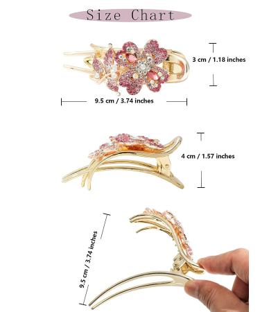 Lilac Rhinestones Hair Clips Set - Crystal Butterfly, Duckbill, French Hair Accessories for Women and Girls - Buy Online on GoSupps.com