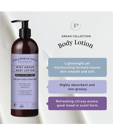 Pharmacopia Mint Argan Body Lotion - Natural & Organic Vegan Moisturizing Aromatherapy Cream - 16 oz - Buy Online on GoSupps.com