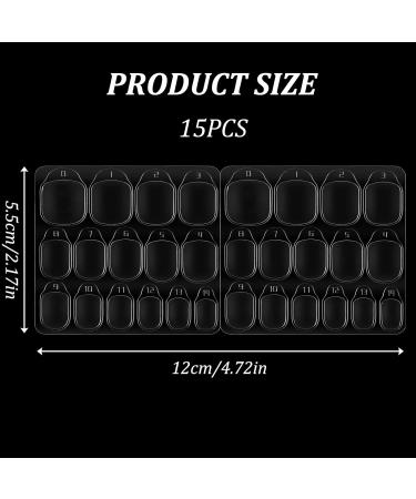 Larrel Pack of 15 sheets / 450 adhesive nail stickers - 15 sizes - Transparent - Double-sided gel - For decoration - Buy Online on GoSupps.com
