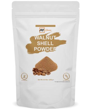 mGanna 100% Natural Walnut Shell Powder (Mesh Size 60-80) 0.5 LBS / 227 GMS for Gentle Skin Exfoliation Scrubs and Face Masks