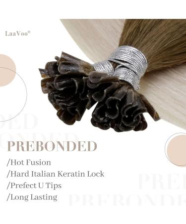 LAAVOO U Tips Extensions - Real Hair Balayage Brown & Light Brown Ombre #8/59 - Pre Bonded Keratin Extensions 50 Strands 35cm - Buy Online on GoSupps.com