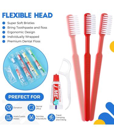 100 Kit Disposable Toothbrushes & Dental Floss - Individually Wrapped Travel Kits for Hotels Charities & Nursing Homes - Buy Online on GoSupps.com