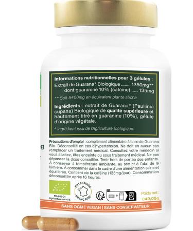 Organic Guarana Extra Strong 5400mg per day | 10% Natural Caffeine | 90 vegan capsules | Physical Boost Concentration | Superior Quality - Buy Online on GoSupps.com