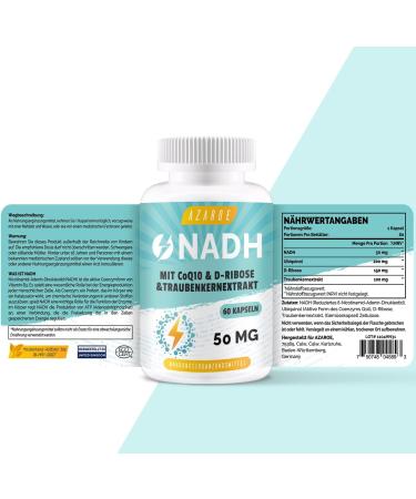 NADH 50mg High-Dose with Coenzyme Q10 | Cellular Energy & Antioxidant Support | 180 Capsules (3-Pack) - Buy Internationally - Buy Online on GoSupps.com