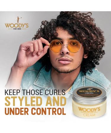 Woody's Men's Flexible Styling Cream 3.4 oz - Controls Curly & Wavy Hair, Adds Volume & Thickness, Water-Soluble Formula with Fibroin for Healthy Shine - Compact Size - Buy Online on GoSupps.com