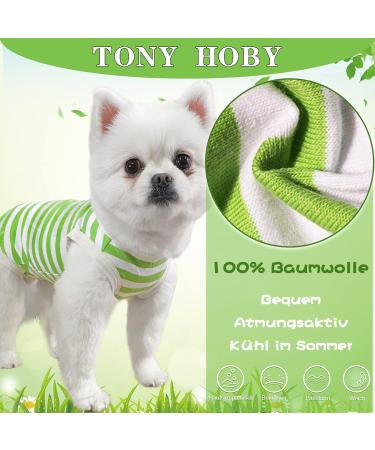 TONY HOBY Dog Summer Pajamas - Striped XL Dog Overall Without Sleeves in White & Green | International Shipping Available - Buy Online on GoSupps.com