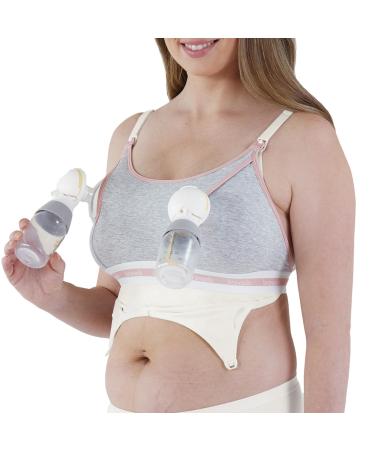 Bravado Women's Clip and Pump Maternity Bra Opaque L Grey (Hellgrau Meliert Hellgrau Meliert)