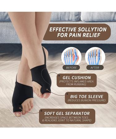 Bunion Corrector Orthopedic Splint Big Toe Separator Pain Relief for Women & Men - Non-Surgical Hallux Valgus Correction - Day Night Support (BLACK) - Buy Online on GoSupps.com
