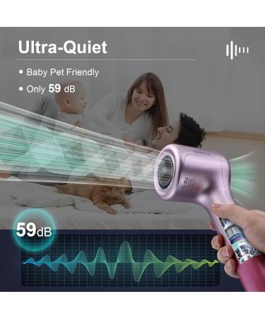Ionic Hair Dryer with Diffuser for Curly Hair | 1500W Professional Negative Ions & Fast Drying | Gradient Pink Hair Dryer with Brushless Motor - Buy Online on GoSupps.com