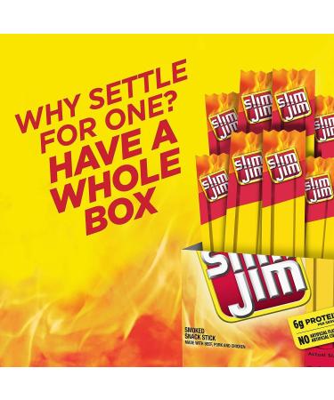 Slim Jim Snack Sized Original Spicy Sausage Snacks (14 total sticks 8g per) with Water Cooler Trivia Game by BIG MAPLE . Great for Snacking at Home School Office Friends Family - Buy Online on GoSupps.com
