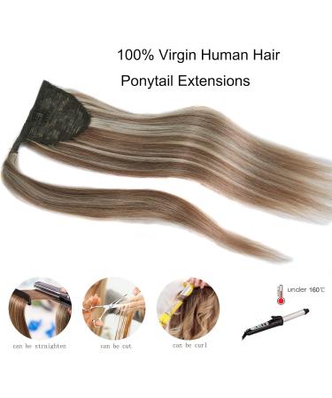 Real Hair Ponytail Extension Human Hair For Women Light Brown and Bleach Blonde Long Straight Remy Human Hair Ponytail Extension Wrap Around Clip in Ponytail Hair Extensions 14 inch 10/613 14 inch Highlight P10/613 - Buy Online on GoSupps.com