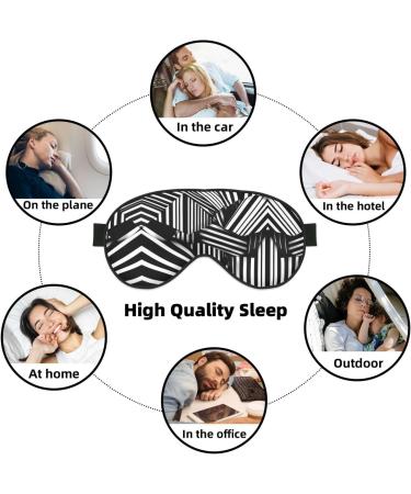 Black and White Geometric Lines Eye Mask | Soft Adjustable Sleeping Mask for Men & Women - Nighttime Comfort - Buy Online on GoSupps.com