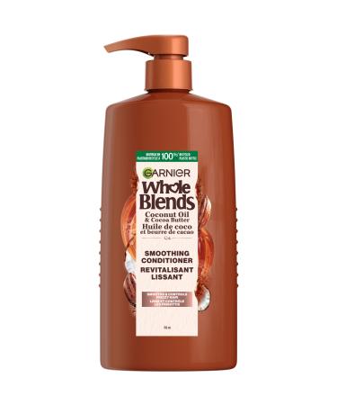 GARNIER Whole Blends Smoothing Conditioner for Frizzy Hair with Coconut Oil and Cacao Butter Extract Paraben-Free (786 mL) (Pack of 1) Conditioner 787 ml (Pack of 1)