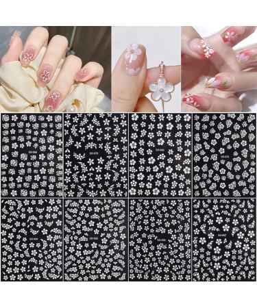 White Flower Nail Stickers - 3D Self Adhesive Floral Decals for DIY Nail Art - Buy Online on GoSupps.com