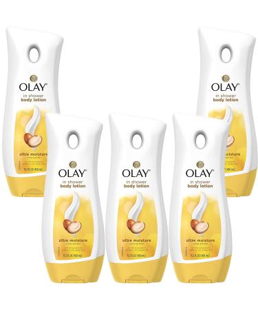 OLAY Ultra Moisture In-Shower Body Lotion with Shea Butter 15.20 oz (Pack of 5) 15.2 Fl Oz (Pack of 5)