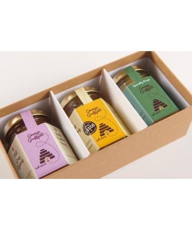 Trio of British and Welsh Honey Boxed Gift Set (3x142g) | Raw Welsh Honey | Single Origin Honey British Raw Unpasteurised Natural Honey | Honey Lover Gifts - Buy Online on GoSupps.com