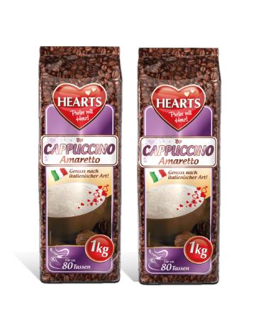 Hearts Cappuccino Amaretto Pack of 2 (2 x 1 kg) instant powder soluble coffee powder 160 cups