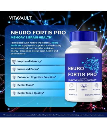 Vitavault Neuro Fortis Pro Brain Supplement - Neuro Fortis Pro Official Formula - NeuroFortis Pro Extra Strength with Ginkgo Biloba Extract Siberian Ginseng Extract - NeuroFortisPro Reviews (2 Pack) - Buy Online on GoSupps.com