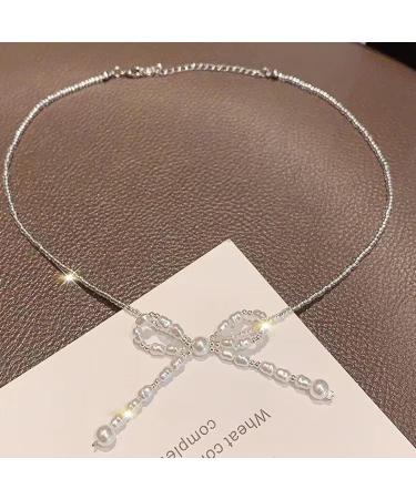 Oralgo's French Style Necklace with Looping Imitation Pearls & Fans - Elegant Jewelry for Women & Girls - Buy Online on GoSupps.com